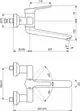 Ideal Standard Armatur mit einem schwenkbaren Auslauf und zwei Anschlussmöglichkeiten, dargestellt in technischen Zeichnungen mit Maßangaben.
